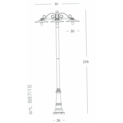 ANTIQUE PALO PER ESTERNO 3 LUCI IN ALLUMINIO VERNICIATO DI GRIGIO ANTRACITE Sovil - Cristalensi Shop Online