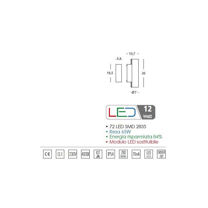POLAR APPLIQUE ESTERNO IP54 LED 12W 4000 SOSTITUIBILE BIANCO Sovil - Cristalensi Shop Online
