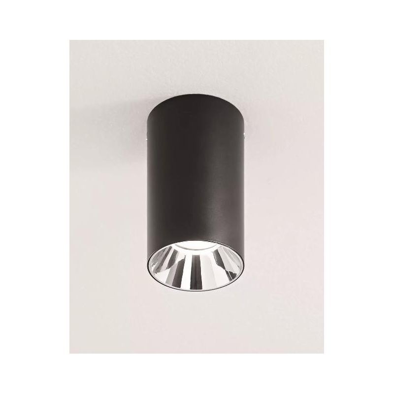 PLAFONIERA CILINDRO ALLUMINIO BIANCO O NERO PORTALAMPADE GU10 RIFLETTORE CROMO ISYLUCE - Cristalensi Shop Online