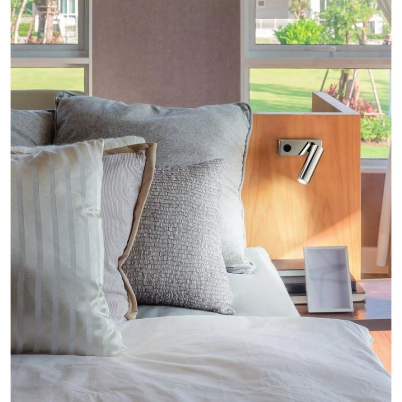 ZENIT APPLIQUE CAMERA DA LETTO LED 3W 3000K CROMO LUCIDO DIREZIONABILE ISYLUCE - Cristalensi Shop Online