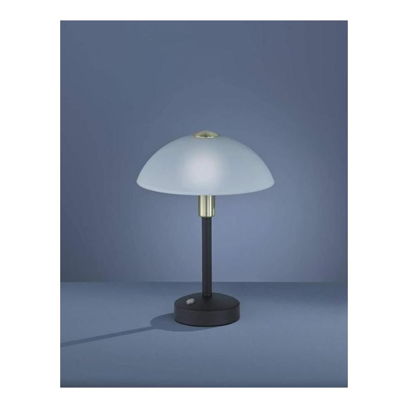 DONNA LAMPADA DA TAVOLO NERA CON VETRO BIANCO SABBIATO LED 4W TOUCH DIMMER TRIO LIGHTING - Cristalensi Shop Online