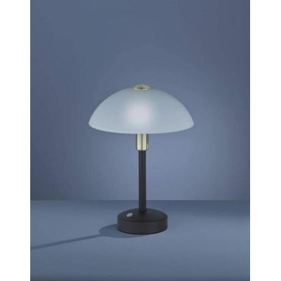 DONNA LAMPADA DA TAVOLO NERA CON VETRO BIANCO SABBIATO LED 4W TOUCH DIMMER TRIO LIGHTING - Cristalensi Shop Online