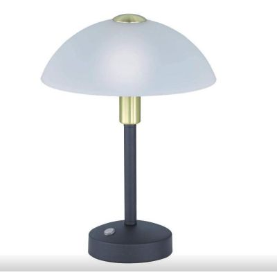 DONNA LAMPADA DA TAVOLO NERA CON VETRO BIANCO SABBIATO LED 4W TOUCH DIMMER TRIO LIGHTING - Cristalensi Shop Online