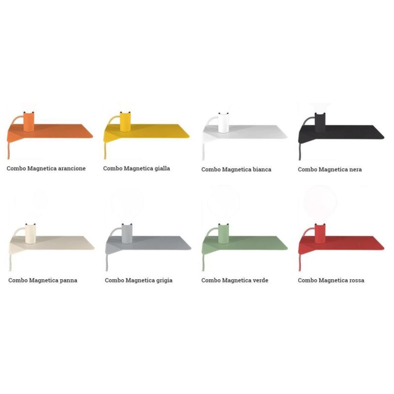 COMBO MAGNETICO APPLIQUE MENSOLA CON PORTALAMPADA MAGNETICO IN METALLO 8 COLORI Filotto - Cristalensi Shop Online