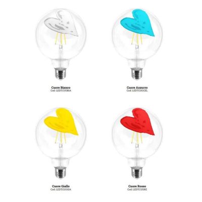 POP HEART LAMPADINE TATTOO GLOBO LED 4,5W LUCE 2700K DECORATE CON CUORI MADE IN ITALY Filotto - Cristalensi Shop Online