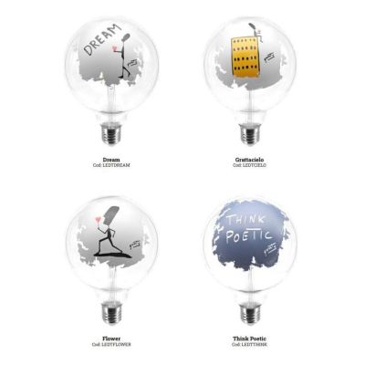 QWERTY LAMPADINE TATTOO GLOBO LED 4,5W LUCE 2700K DECORATE MADE IN ITALY Filotto - Cristalensi Shop Online