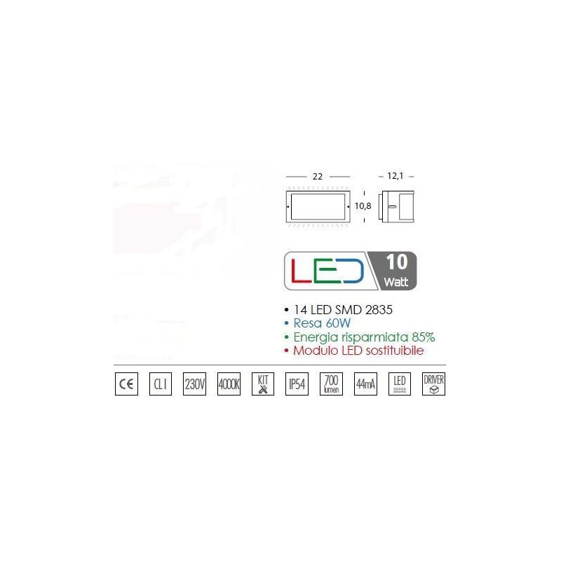 PETIT LED INTEGRATO 10W SOSTITUIBILE X ESTERNO IP54 BIANCO ANTRACITE E MARRONE Sovil - Cristalensi Shop Online