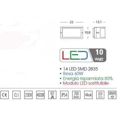 PETIT LED INTEGRATO 10W SOSTITUIBILE X ESTERNO IP54 BIANCO ANTRACITE E MARRONE Sovil - Cristalensi Shop Online