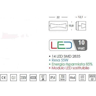 TIBET LED INTEGRATO 10W SOSTITUIBILE X ESTERNO IP54 BIANCO ANTRACITE E MARRONE Sovil - Cristalensi Shop Online