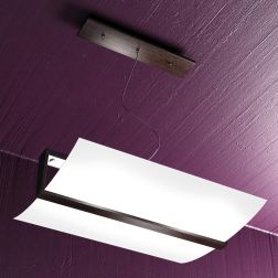 WOOD SOSPENSIONE IN METALLO E LEGNO LARGHEZZA CM 53 IN 3 FINITURE CON DIFFUSORE IN VETRO Top Light Illuminazione - Cristalensi S 2