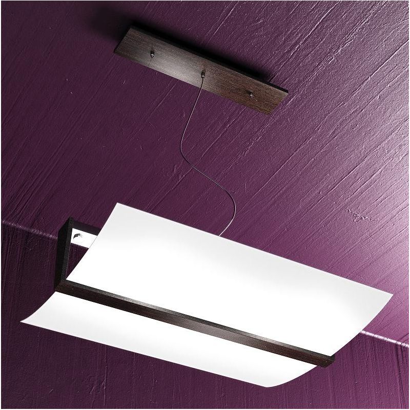 WOOD SOSPENSIONE IN METALLO E LEGNO LARGHEZZA CM 53 IN 3 FINITURE CON DIFFUSORE IN VETRO Top Light Illuminazione - Cristalensi S