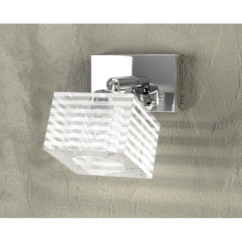 METROPOLITAN PICCOLA APPLIQUE MODERNA IN VETRO TRASPARENTE CON BASE CROMATA LAMPADINA G9 Top Light Illuminazione - Cristalensi S