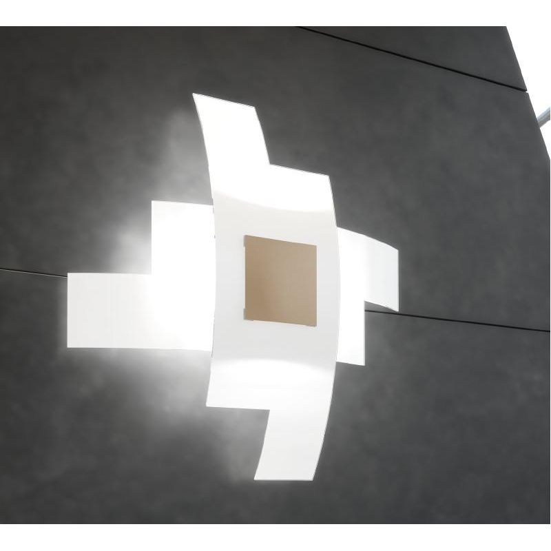 TETRIS COLOR PLAFONIERA IN VETRO BIANCO CON INSERTO DI METALLO IN VARI COLORI Top Light Illuminazione - Cristalensi Shop Online