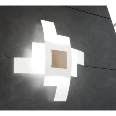 TETRIS COLOR PLAFONIERA IN VETRO BIANCO CON INSERTO DI METALLO IN VARI COLORI Top Light Illuminazione - Cristalensi Shop Online