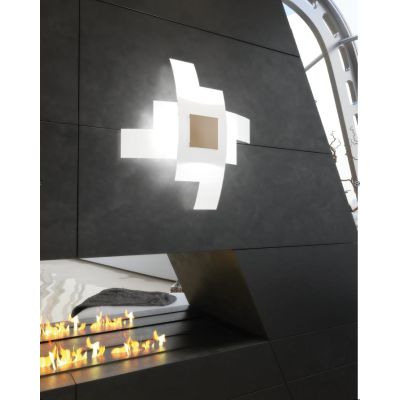 TETRIS COLOR PLAFONIERA IN VETRO BIANCO CON INSERTO DI METALLO IN VARI COLORI Top Light Illuminazione - Cristalensi Shop Online