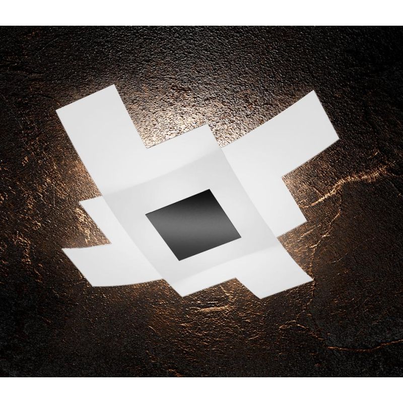 TETRIS COLOR PLAFONIERA IN VETRO BIANCO CON INSERTO DI METALLO IN VARI COLORI Top Light Illuminazione - Cristalensi Shop Online