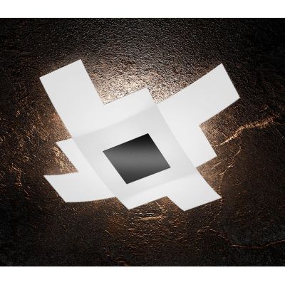 TETRIS COLOR PLAFONIERA IN VETRO BIANCO CON INSERTO DI METALLO IN VARI COLORI Top Light Illuminazione - Cristalensi Shop Online