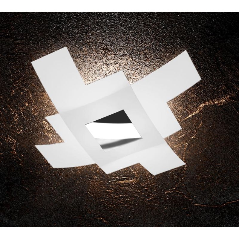 TETRIS COLOR PLAFONIERA IN VETRO BIANCO CON INSERTO DI METALLO IN VARI COLORI Top Light Illuminazione - Cristalensi Shop Online