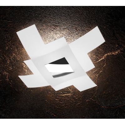 TETRIS COLOR PLAFONIERA IN VETRO BIANCO CON INSERTO DI METALLO IN VARI COLORI Top Light Illuminazione - Cristalensi Shop Online