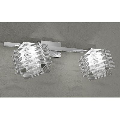 RUBIK APPLIQUE SPOT 2 LUCI MODERNA IN CRISTALLO TRASPARENTE CON BASE CROMATA LAMPADINE 2xG9 Top Light Illuminazione - Cristalens