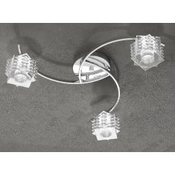 RUBIK PLAFONIERA 3 LUCI METALLO CROMATO CON DIFFUSORI IN CRISTALLO E LAMPADINE 3xG9 Top Light Illuminazione - Cristalensi Shop O