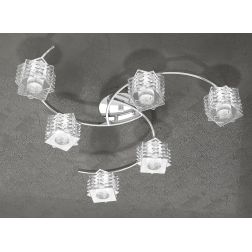 RUBIK PLAFONIERA 6 LUCI METALLO CROMATO CON DIFFUSORI IN CRISTALLO E LAMPADINE 6xG9 Top Light Illuminazione - Cristalensi Shop O