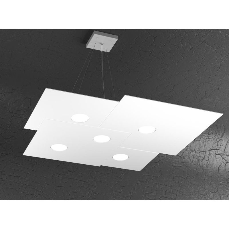 PLATE SOSPENSIONE 5 LUCI IN METALLO QUATTRO COLORI CON LAMPADINE LED SOSTITUIBILI Top Light Illuminazione - Cristalensi Shop Onl
