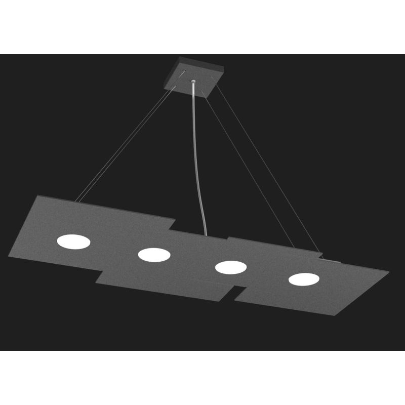 PLATE SOSPENSIONE RETTANGOLARE 7 LUCI IN METALLO 4 COLORI MODERNA LAMPADINE ATTACCO GX53 Top Light Illuminazione - Cristalensi S