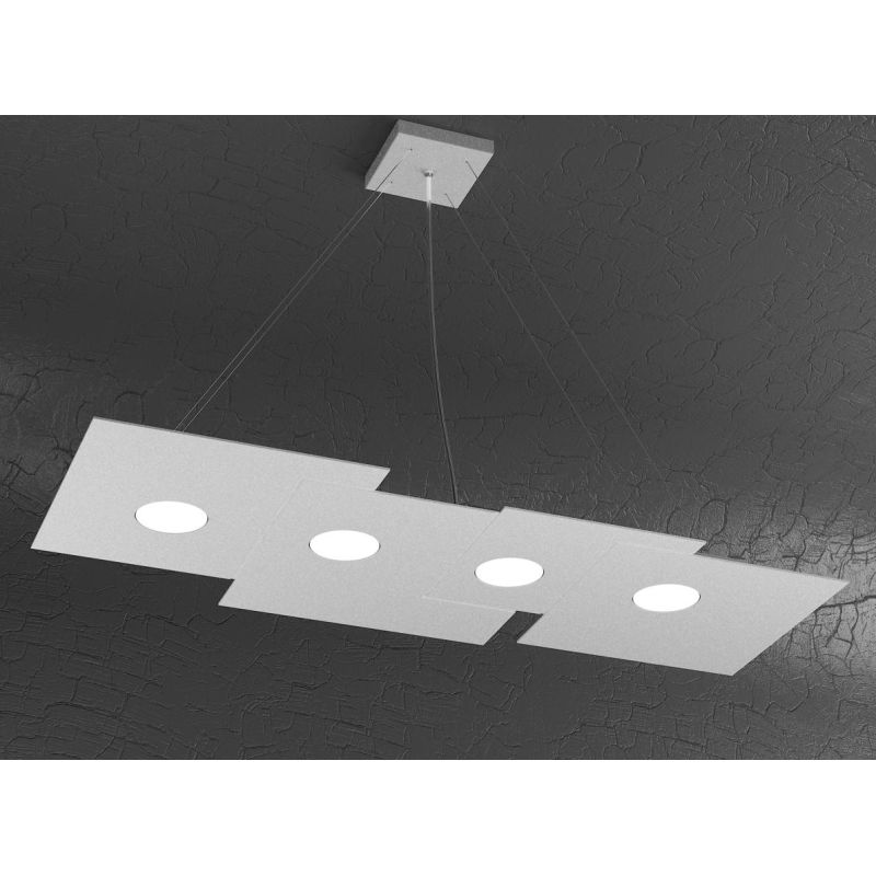PLATE SOSPENSIONE RETTANGOLARE 7 LUCI IN METALLO 4 COLORI MODERNA LAMPADINE ATTACCO GX53 Top Light Illuminazione - Cristalensi S