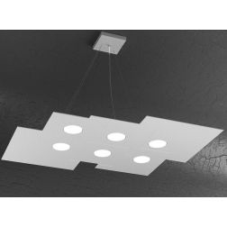 PLATE SOSPENSIONE RETTANGOLARE 8 LUCI IN METALLO 4 COLORI MODERNA LAMPADINE ATTACCO GX53 Top Light Illuminazione - Cristalensi S