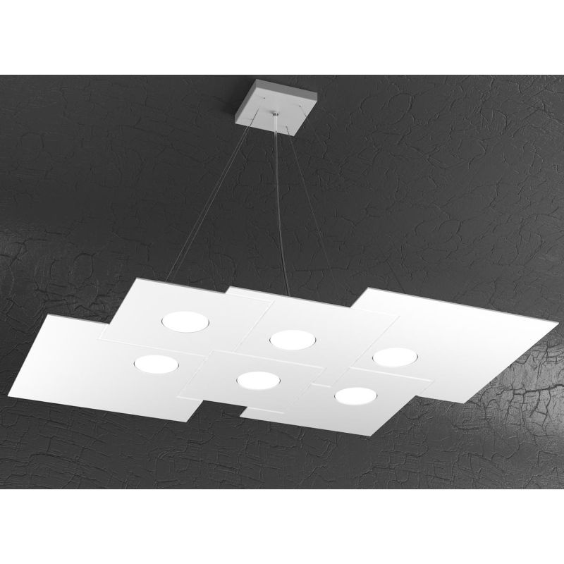 PLATE SOSPENSIONE RETTANGOLARE 8 LUCI IN METALLO 4 COLORI MODERNA LAMPADINE ATTACCO GX53 Top Light Illuminazione - Cristalensi S