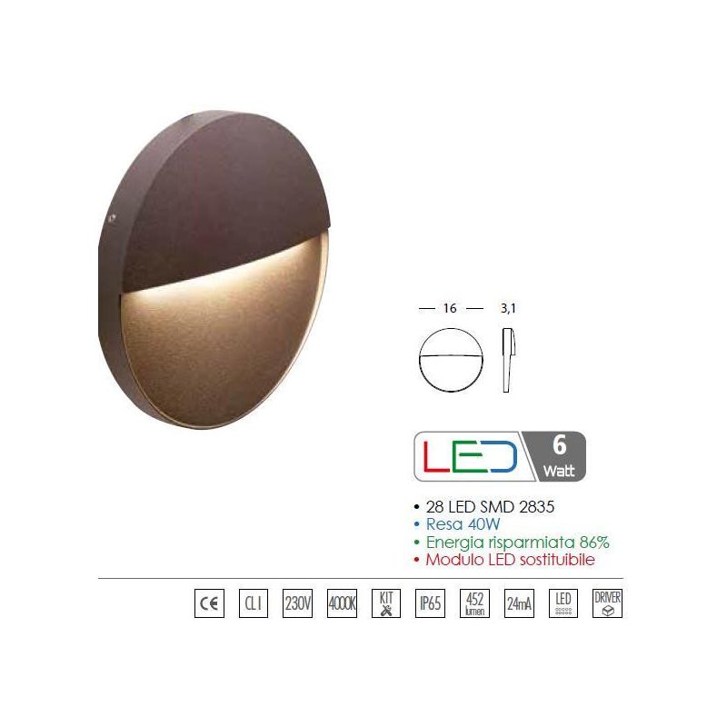 GEO ROUND GRANDE SEGNAPASSO A LED 6W IP65 SENZA SCASSO TRE COLORI SOVIL Sovil - Cristalensi Shop Online
