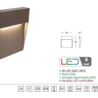GEO SQUARE GRANDE SEGNAPASSO A LED 6W IP65 SENZA SCASSO TRE COLORI SOVIL Sovil - Cristalensi Shop Online