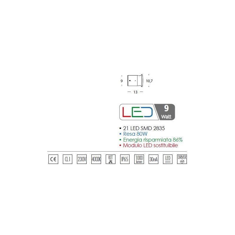 KEP APPLIQUE O PALETTO DA ESTERNO LED 9W IP65 IN ALLUMINIO ANTRACITE O CAFFE Sovil - Cristalensi Shop Online