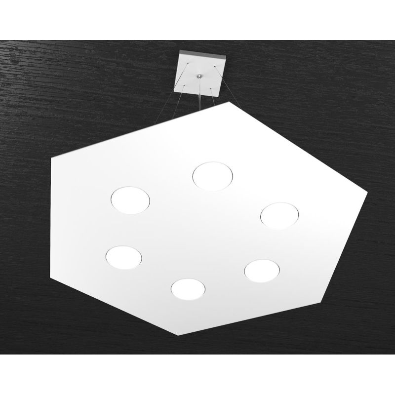 HEXAGON SOSPENSIONE ESAGONALE 7 LUCI IN METALLO IN 8 FINITURE COLORE LAMPADINE ATTACCO GX53 Top Light Illuminazione - Cristalens
