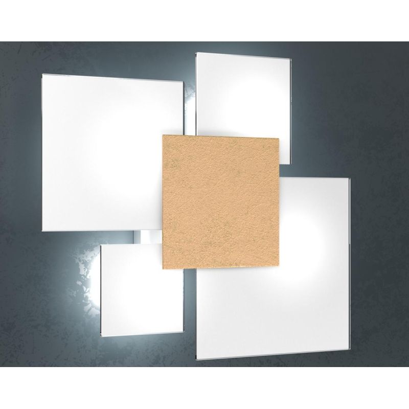 UPGRADE APPLIQUE PLAFONIERA IN VETRO BIANCO CON PIASTRA CENTRALE IN METALLO IN 8 COLORI Top Light Illuminazione - Cristalensi Sh