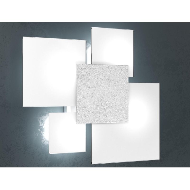UPGRADE APPLIQUE PLAFONIERA IN VETRO BIANCO CON PIASTRA CENTRALE IN METALLO IN 8 COLORI Top Light Illuminazione - Cristalensi Sh