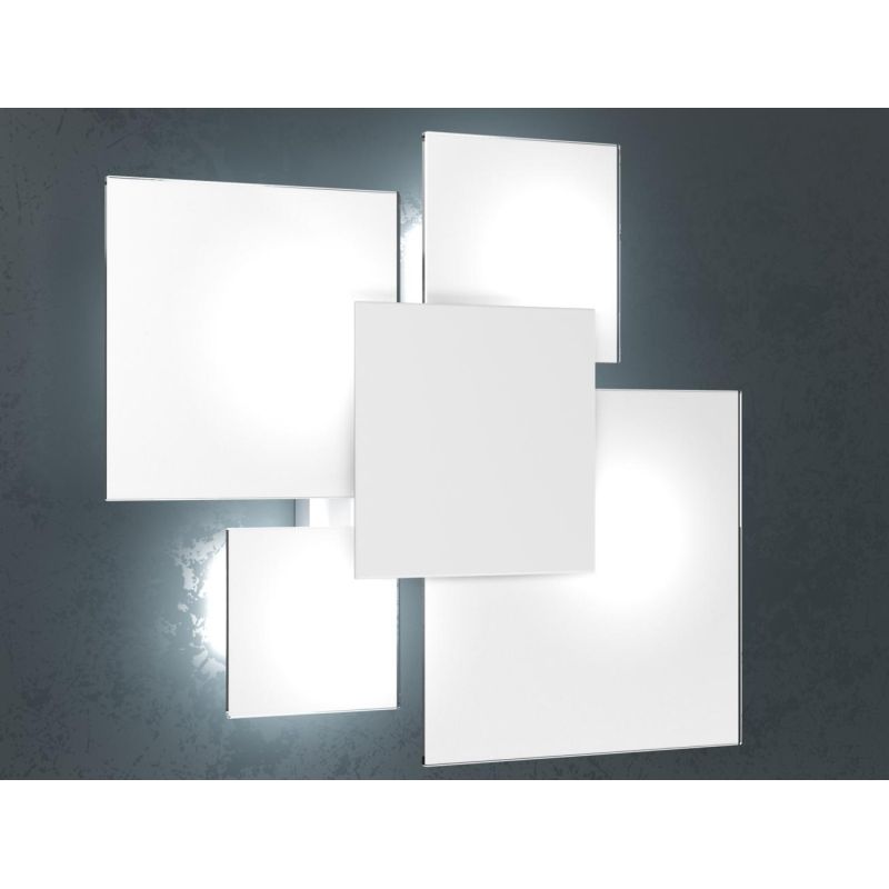 UPGRADE APPLIQUE PLAFONIERA IN VETRO BIANCO CON PIASTRA CENTRALE IN METALLO IN 8 COLORI Top Light Illuminazione - Cristalensi Sh