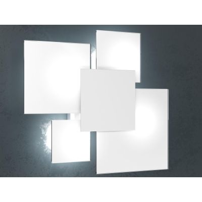 UPGRADE APPLIQUE PLAFONIERA IN VETRO BIANCO CON PIASTRA CENTRALE IN METALLO IN 8 COLORI Top Light Illuminazione - Cristalensi Sh