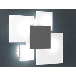 UPGRADE APPLIQUE PLAFONIERA IN VETRO BIANCO CON PIASTRA CENTRALE IN METALLO IN 8 COLORI Top Light Illuminazione - Cristalensi Sh