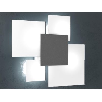 UPGRADE APPLIQUE PLAFONIERA IN VETRO BIANCO CON PIASTRA CENTRALE IN METALLO IN 8 COLORI Top Light Illuminazione - Cristalensi Sh