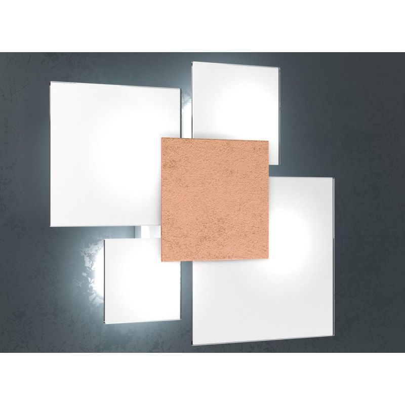 UPGRADE APPLIQUE PLAFONIERA IN VETRO BIANCO CON PIASTRA CENTRALE IN METALLO IN 8 COLORI Top Light Illuminazione - Cristalensi Sh