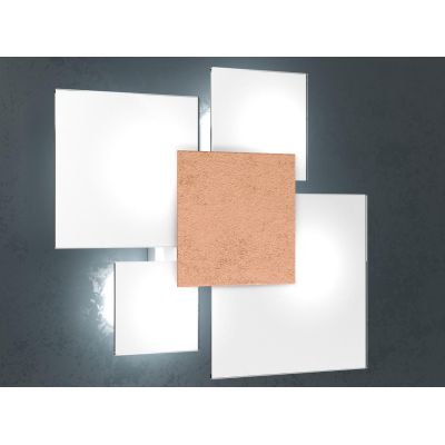 UPGRADE APPLIQUE PLAFONIERA IN VETRO BIANCO CON PIASTRA CENTRALE IN METALLO IN 8 COLORI Top Light Illuminazione - Cristalensi Sh