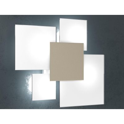 UPGRADE APPLIQUE PLAFONIERA IN VETRO BIANCO CON PIASTRA CENTRALE IN METALLO IN 8 COLORI Top Light Illuminazione - Cristalensi Sh