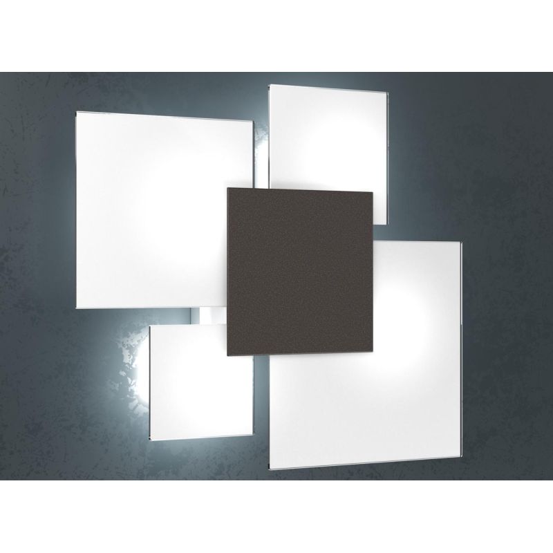 UPGRADE APPLIQUE PLAFONIERA IN VETRO BIANCO CON PIASTRA CENTRALE IN METALLO IN 8 COLORI Top Light Illuminazione - Cristalensi Sh