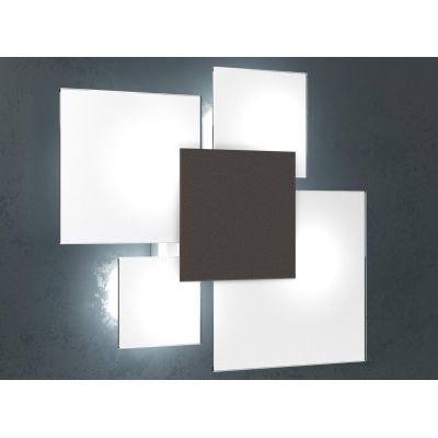 UPGRADE APPLIQUE PLAFONIERA IN VETRO BIANCO CON PIASTRA CENTRALE IN METALLO IN 8 COLORI Top Light Illuminazione - Cristalensi Sh