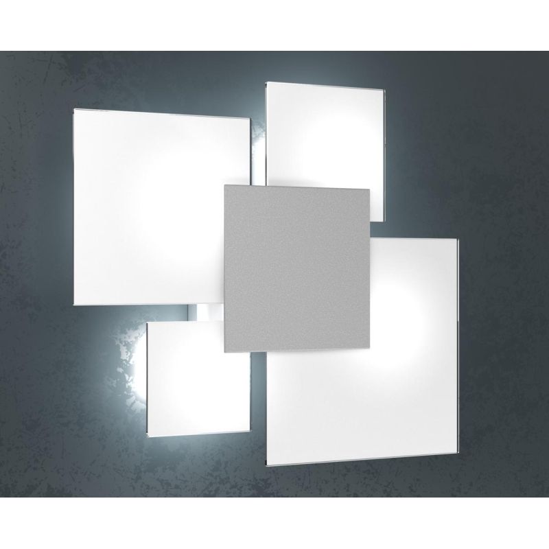 UPGRADE APPLIQUE PLAFONIERA IN VETRO BIANCO CON PIASTRA CENTRALE IN METALLO IN 8 COLORI Top Light Illuminazione - Cristalensi Sh