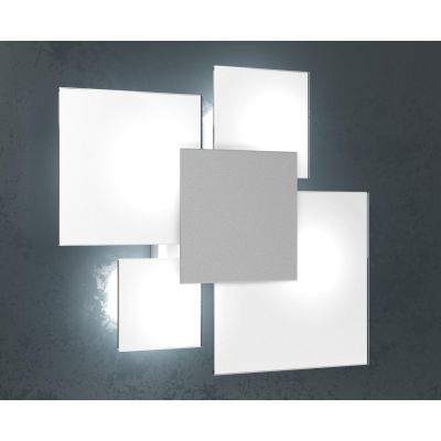 UPGRADE APPLIQUE PLAFONIERA IN VETRO BIANCO CON PIASTRA CENTRALE IN METALLO IN 8 COLORI Top Light Illuminazione - Cristalensi Sh