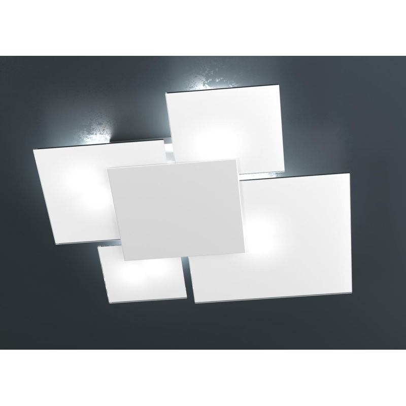 UPGRADE PLAFONIERA MEDIA IN VETRO BIANCO CON PIASTRA CENTRALE IN METALLO IN 8 COLORI Top Light Illuminazione - Cristalensi Shop 
