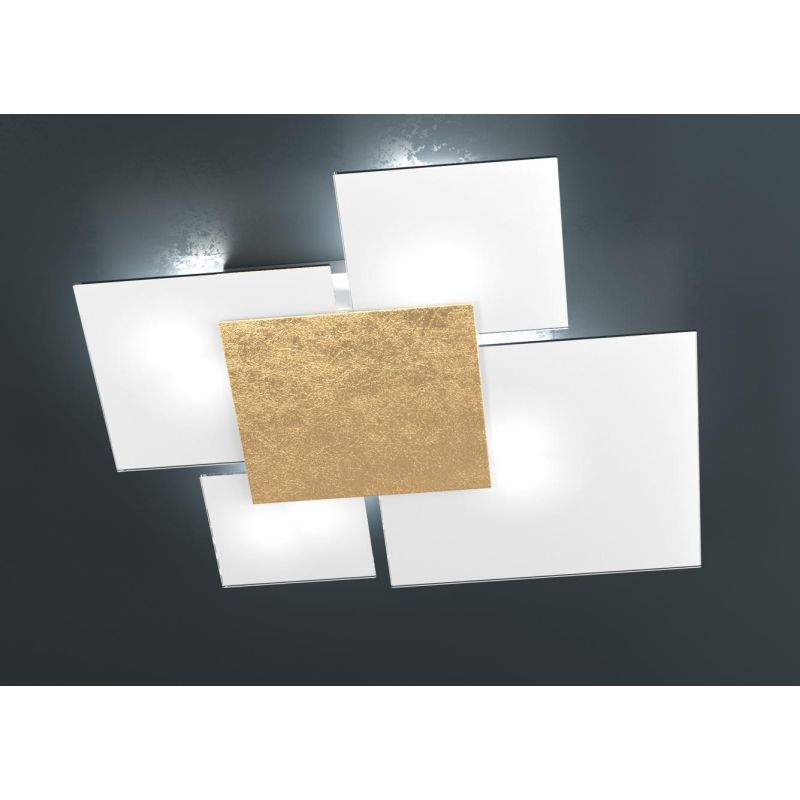 UPGRADE PLAFONIERA MEDIA IN VETRO BIANCO CON PIASTRA CENTRALE IN METALLO IN 8 COLORI Top Light Illuminazione - Cristalensi Shop 